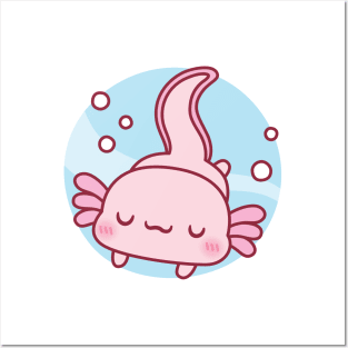 Cute Axolotl Relaxing In The Water Posters and Art